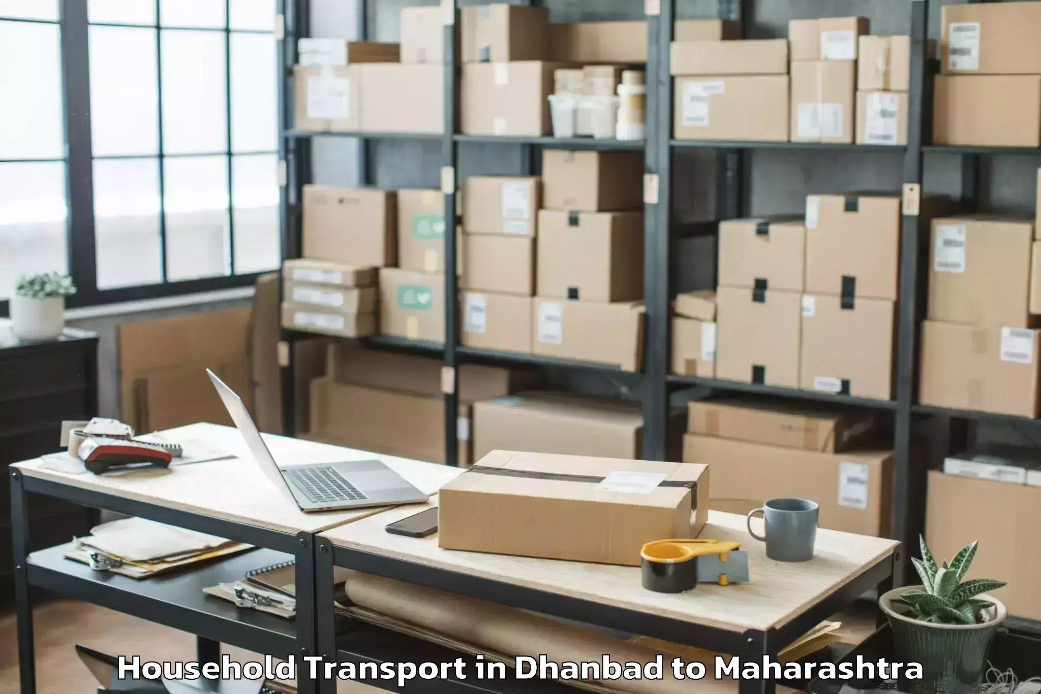 Easy Dhanbad to Shevgaon Household Transport Booking